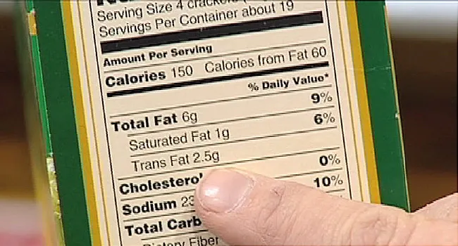 finger pointing to nutrition label