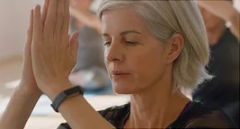 middle aged woman meditate