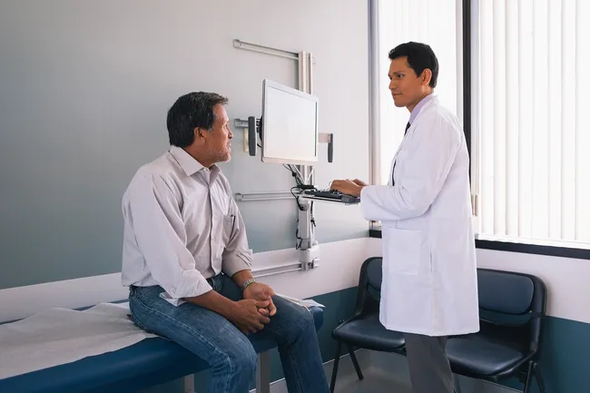 photo of talking to doctor