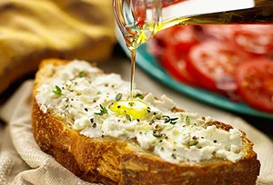 olive oil drizzled over bread