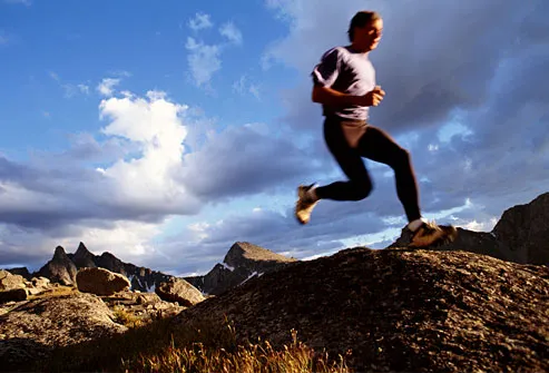 Man jogging over foothills