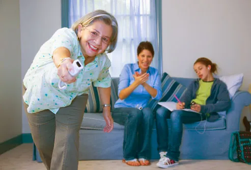 Mature woman playing wii