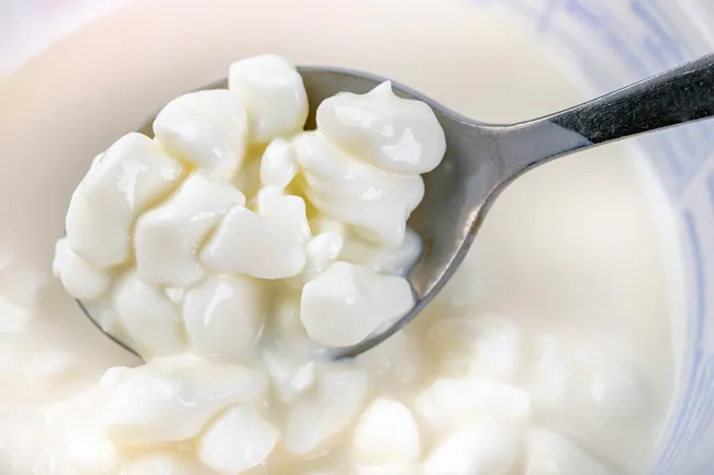 photo of spoonful of cottage cheese