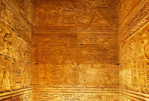 Hieroglyphics on ancient chamber walls
