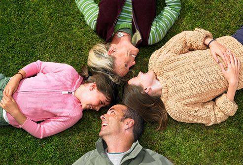 Family Laying on Ground