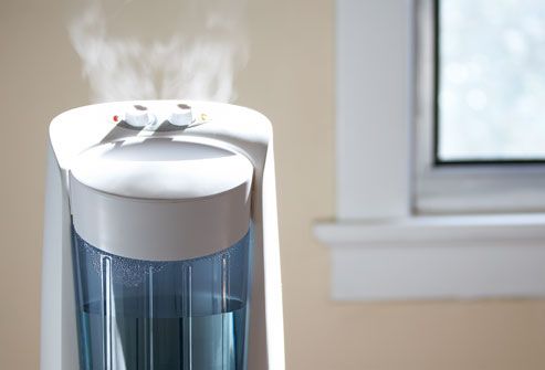 Steam coming from tabletop humidifier