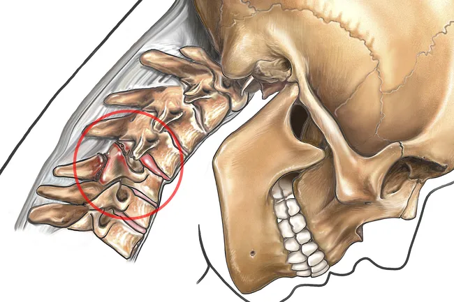 illustration of herniated disk in neck