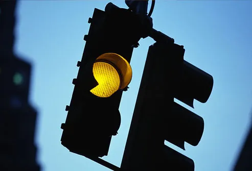 Traffic Signal Displaying Caution Light
