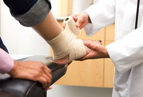 Doctor Wrapping Sprained Ankle