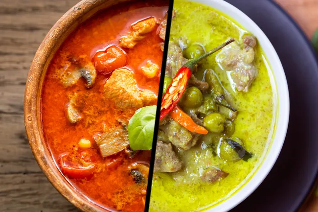 red and green curry diptych