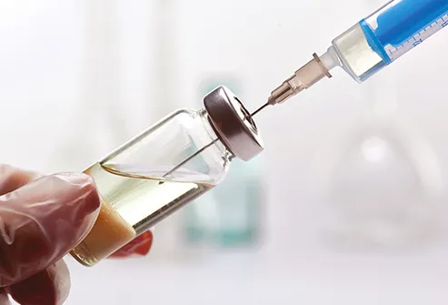syringe with vial close up