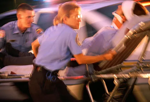 paramedics rushing with victim