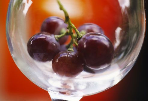 Red Grapes in Glass Bowl