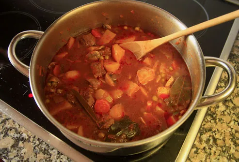 Pot of Stew Cooking on Stove
