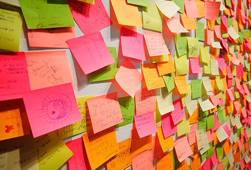 sticky notes on wall