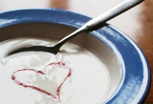 bowl of yogurt with heart shape