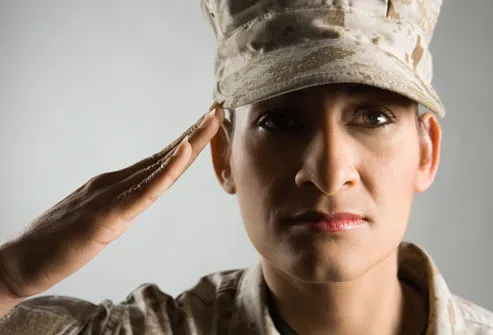 Female Soldier Saluting