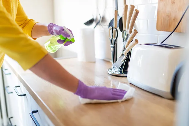 photo of cleaning counter