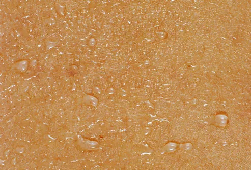 Beads of Sweat on Skin
