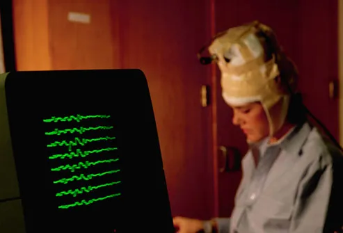 Man undergoing epilepsy scan
