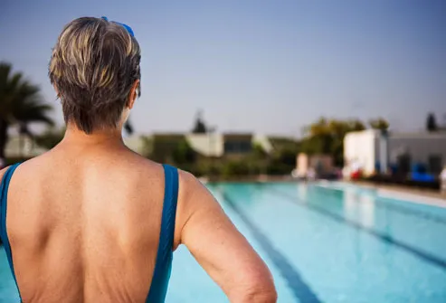 Older Woman About to Swim