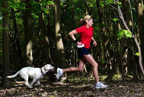 Woman and Dog Jogging