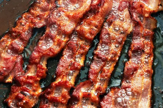 photo of bacon frying