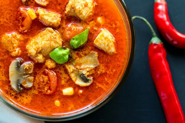 photo of thai red chicken curry