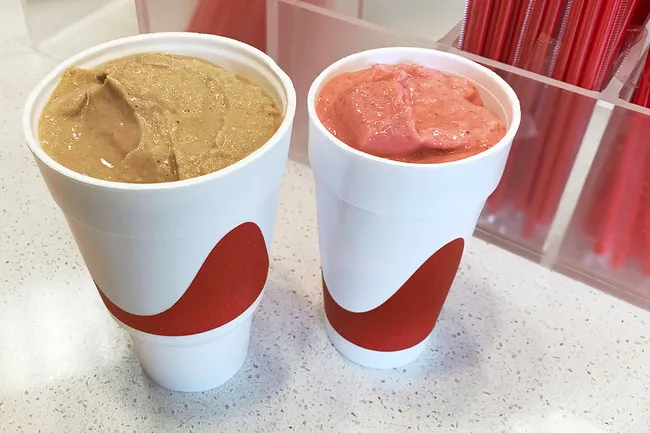 photo of smoothies on store counter