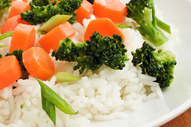 white rice and vegetables