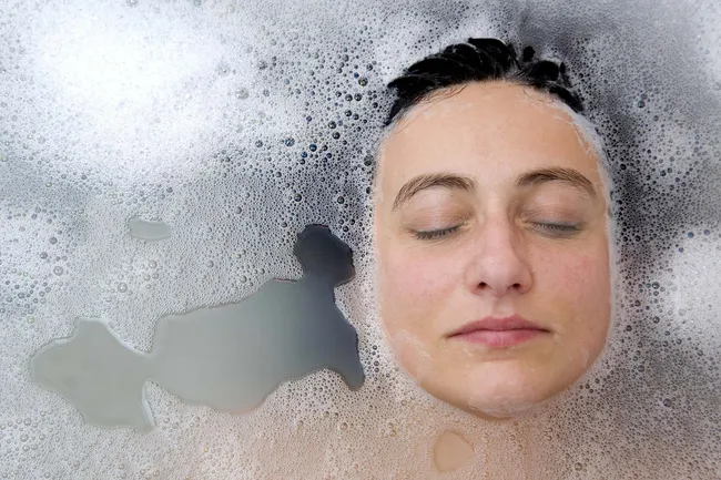 woman in hot bath