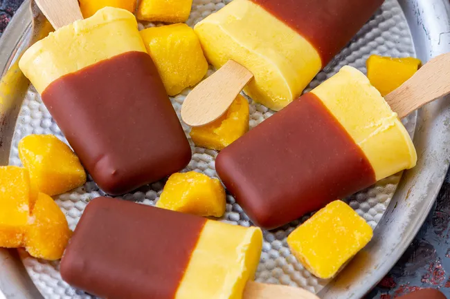 photo of chocolate-dipped mango pops