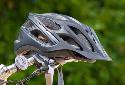 bicycle helmet on handlebars
