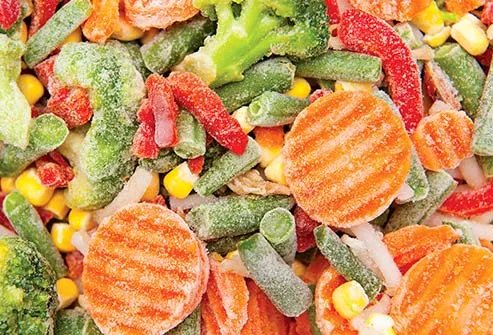 frozen vegetables close up