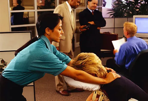 Office Worker Getting Chair Massage