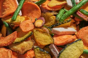 photo of baked veggie chips close up