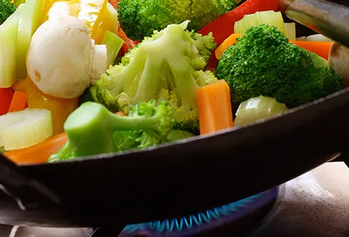 stir frying vegetables