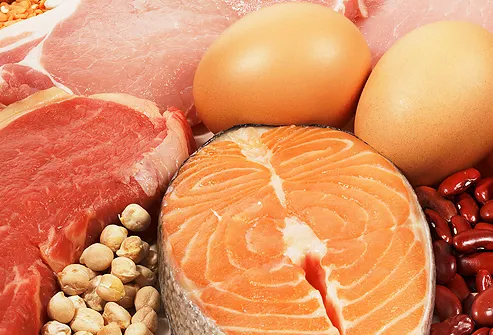 High protein meat, beans, nuts, and eggs