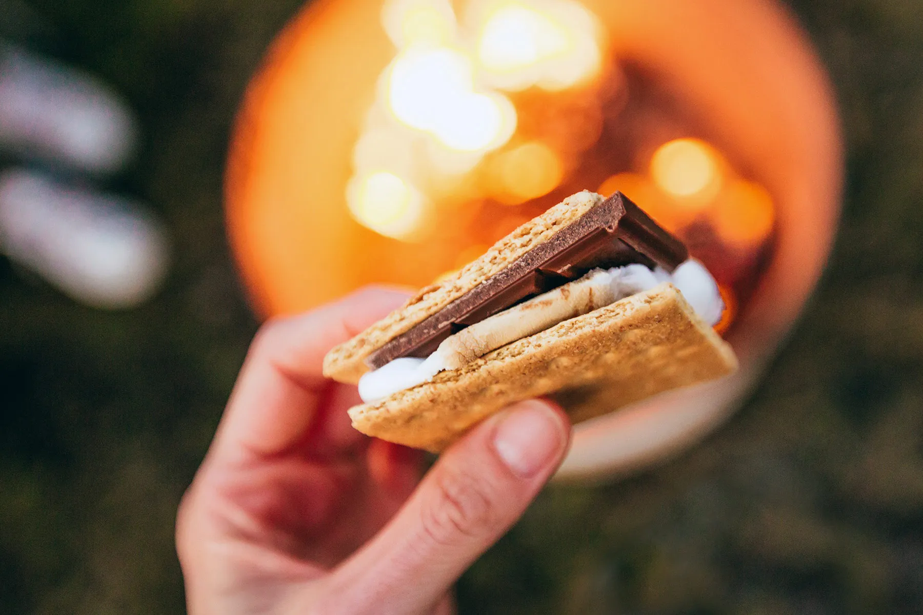 photo of smores by outdoor fire