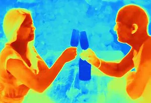 thermal image of couple drinking