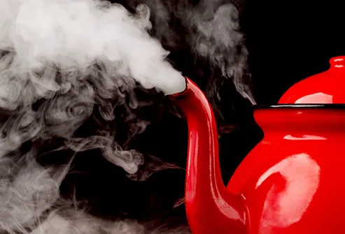 steaming teapot