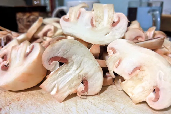 photo of sliced button mushrooms