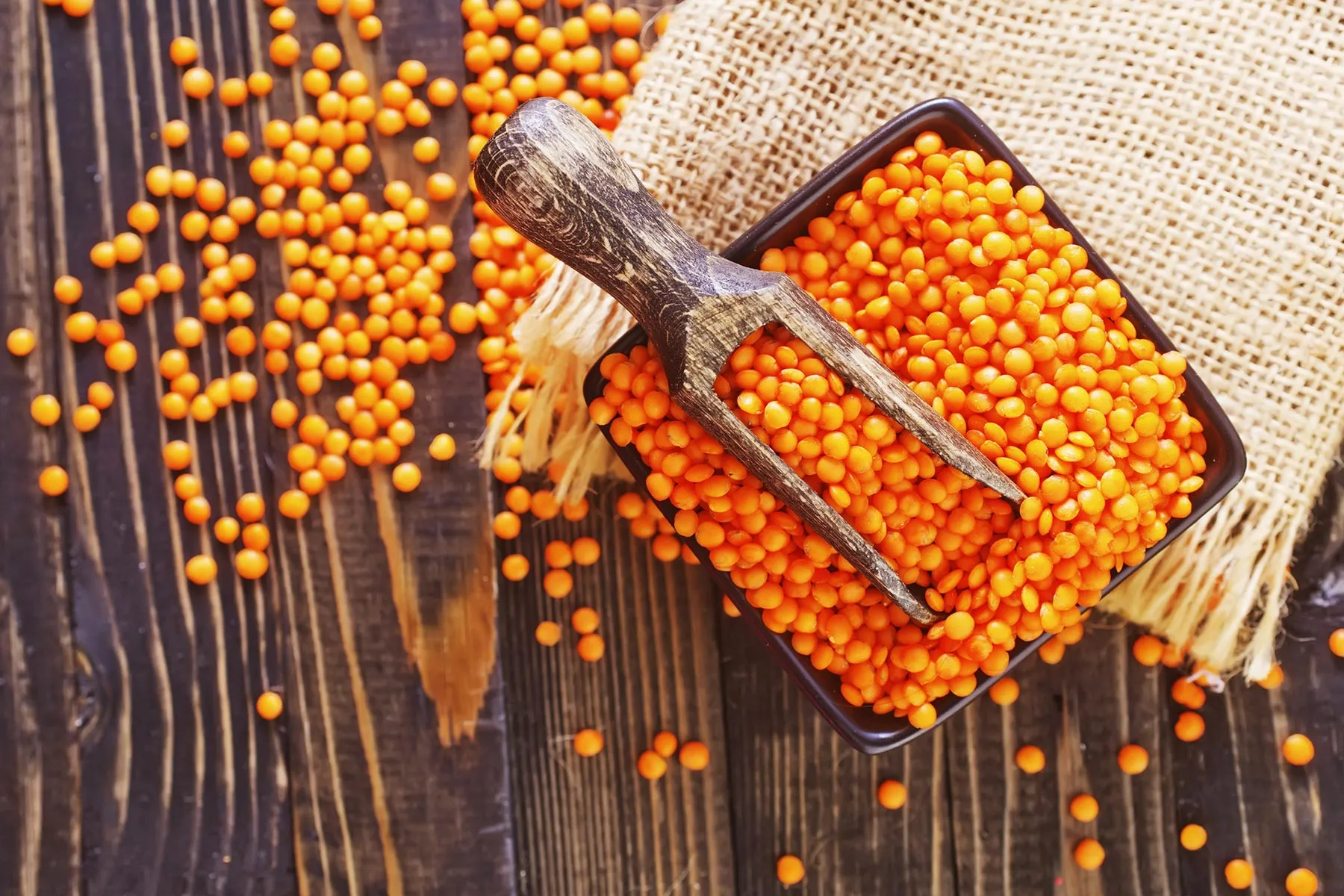 orange lentils in bowl