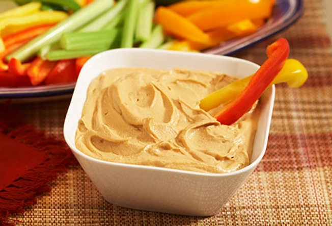 Hummus and Red Bell Pepper Wedges