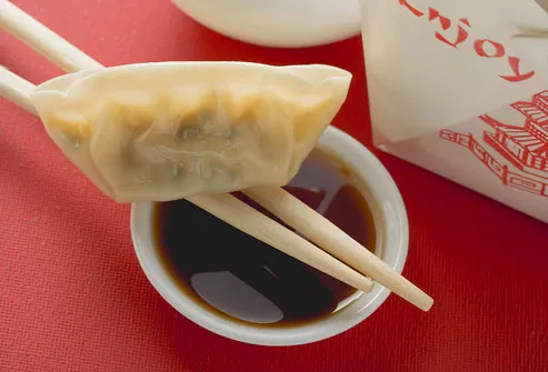 Chinese takeaway with soy sauce