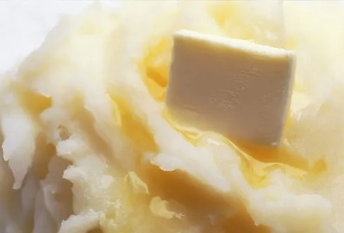 Butter melting on mashed potatoes