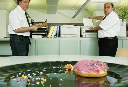 donut on office platter