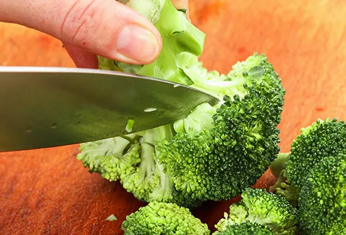 Chopping broccoli