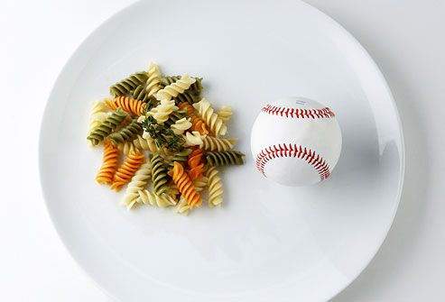 Pasta and baseball on plate