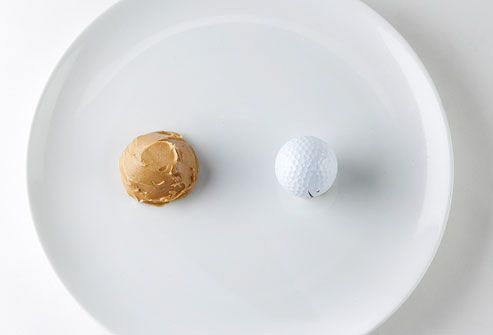 Peanut butter and golf ball on plate
